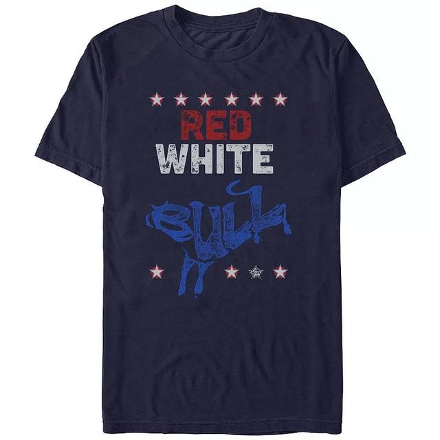 Mens Professional Bull Riders Red White Bull Graphic Tee Blue Product Image