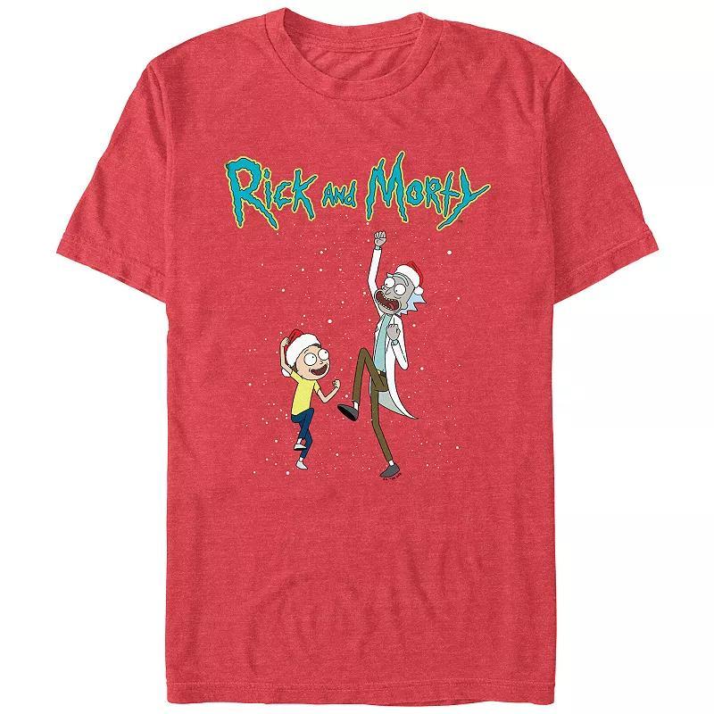 Mens Rick And Morty Christmas Dance Graphic Tee Red Grey Product Image