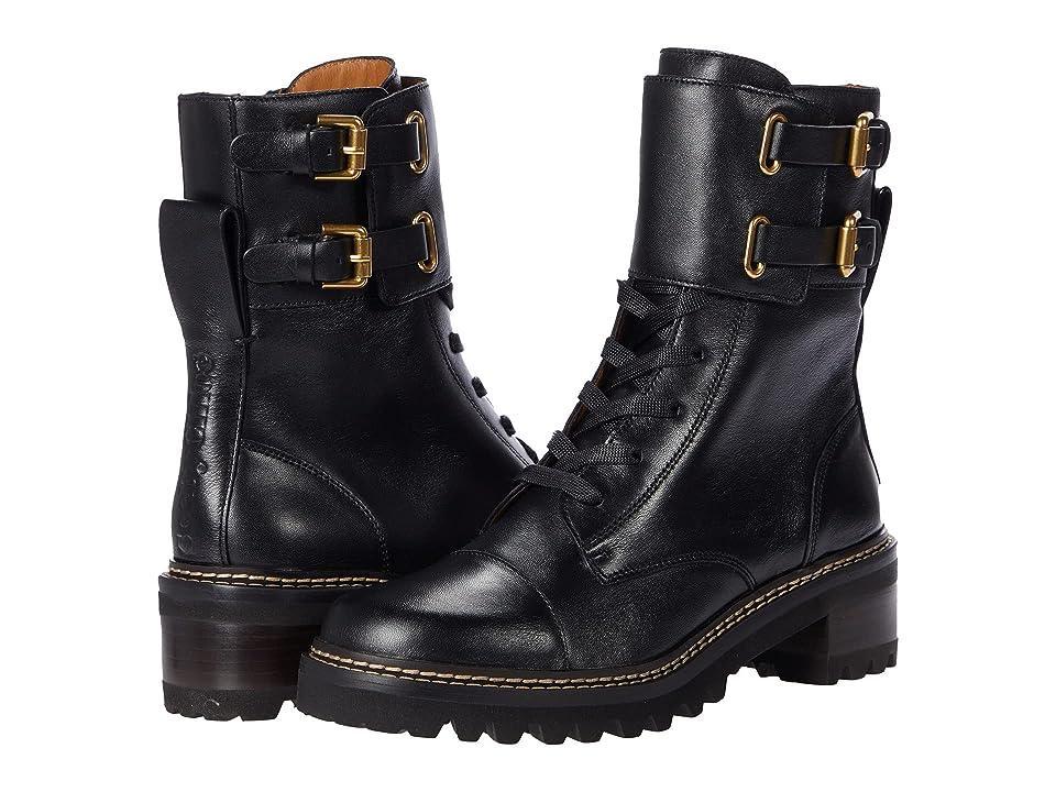 Womens Mallory Leather Combat Boots Product Image