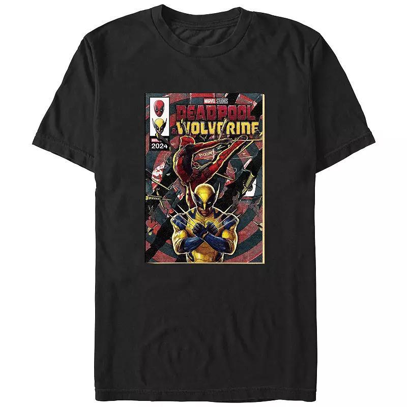 Mens Marvel Deadpool And Wolverine Action Comic Cover Graphic Tee Product Image