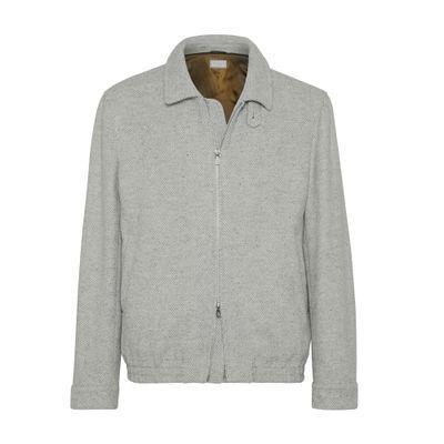 BRUNELLO CUCINELLI Wool-silk-cashmere Bomber Jacket In Pearl Grey Product Image