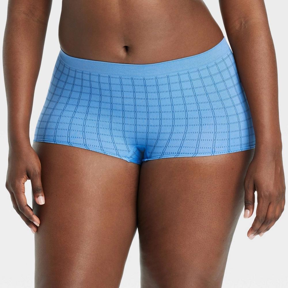 Womens Seamless Boy Shorts - Auden Blue Twilight Plaid L Product Image