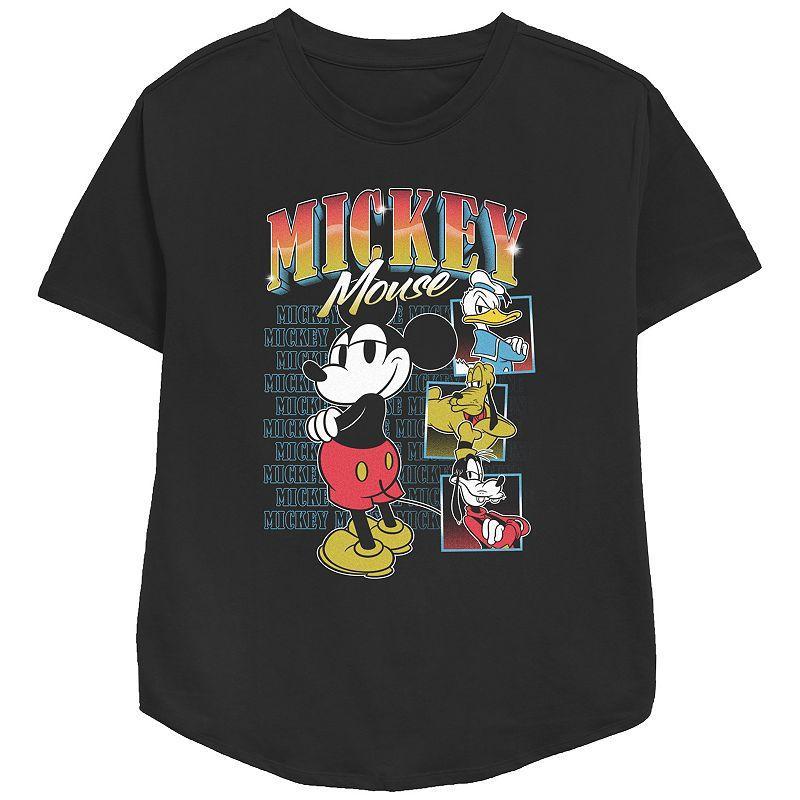 Disneys Mickey Mouse & Friends Womens Tough Group Relaxed Fit Graphic Tee, Girls Black Product Image