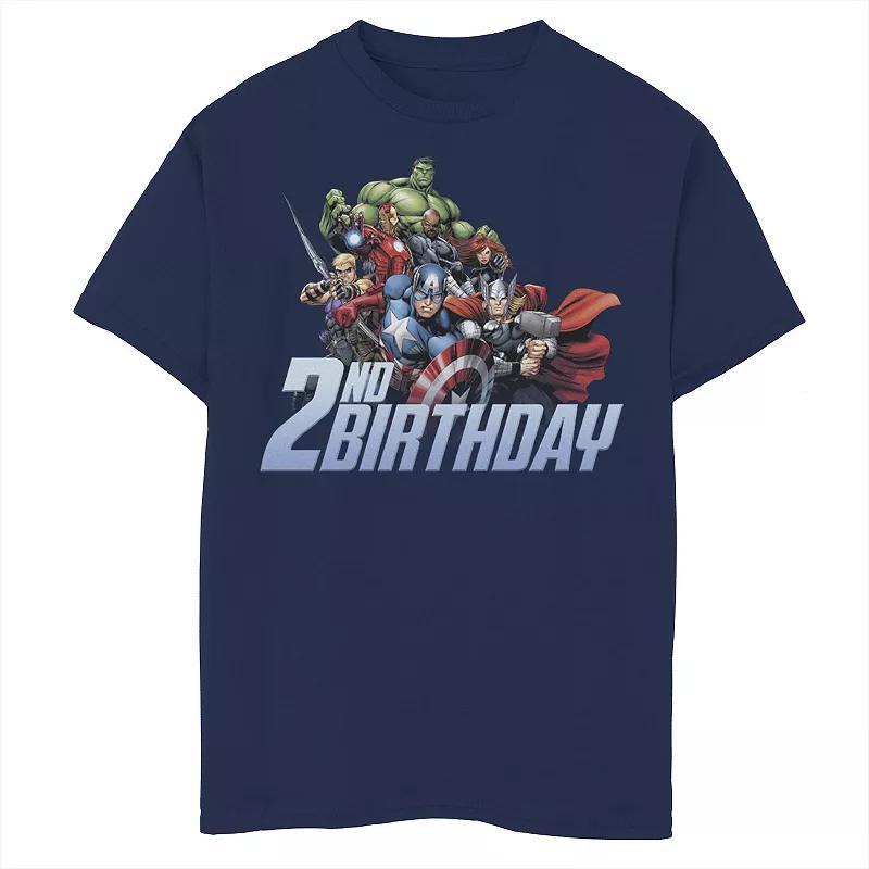 Boys Marvel Avengers Action Shot 6th Birthday Husky Graphic Tee, Boys Blue Product Image