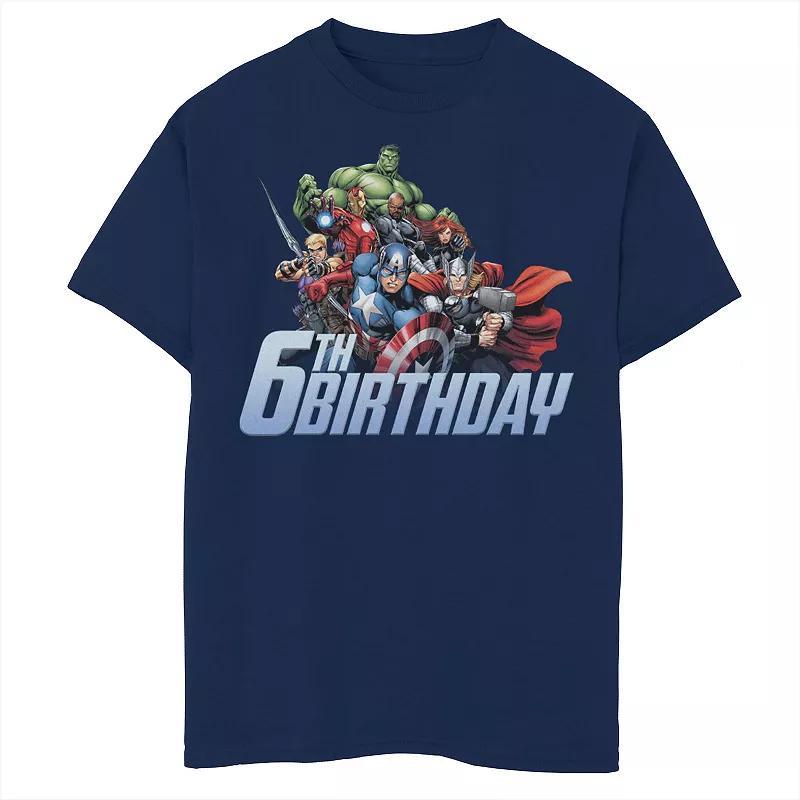 Boys Marvel Avengers Action Shot 6th Birthday Husky Graphic Tee, Boys Blue Product Image