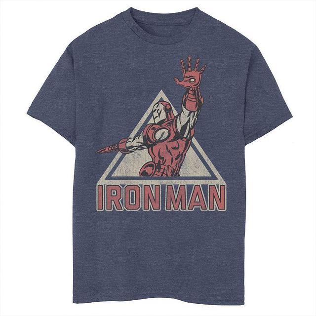 Boys 8-20 Marvel Iron Man Power Triangle Retro Vintage Graphic Tee, Boys Navy Grey Product Image