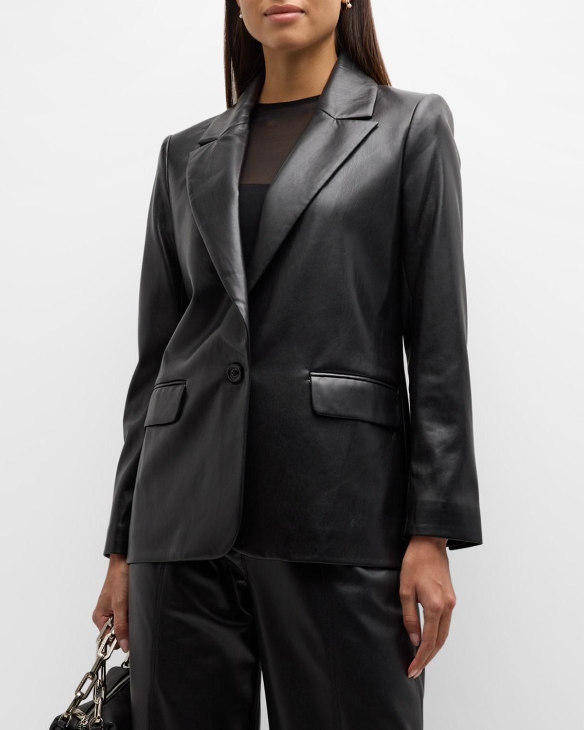 Womens Denny Vegan Leather Blazer Product Image