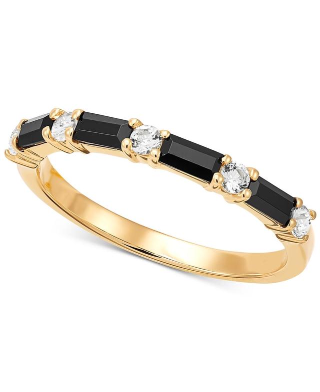 Onyx & White Topaz (1/4 ct. t.w.) Stack Ring in 14k Gold Product Image