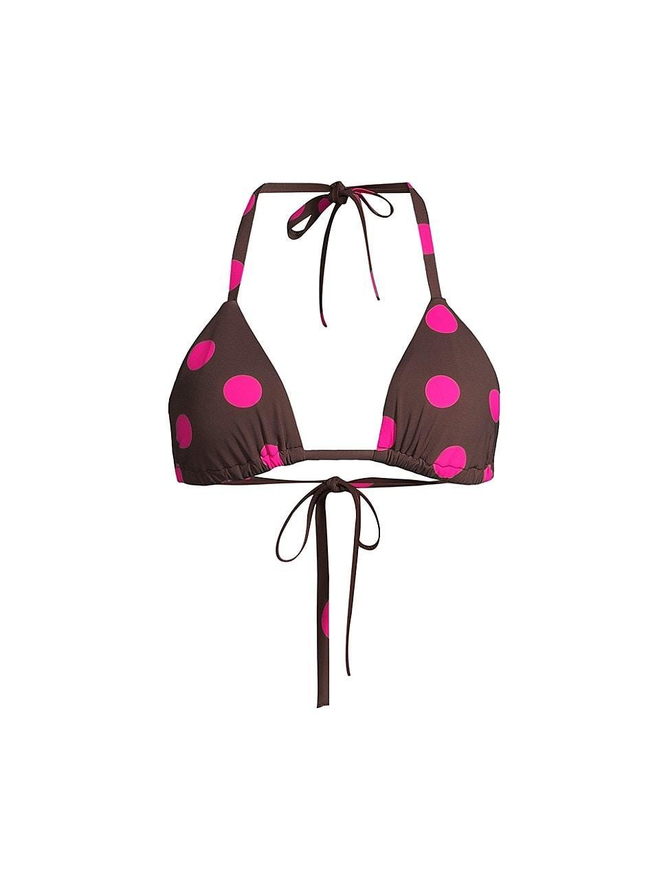 Womens Triangle Polka-Dot Bikini Top Product Image