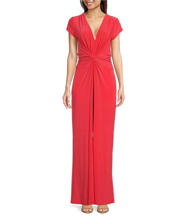 Vince Camuto V-Neck Short Sleeve Twist Front Jumpsuit Product Image