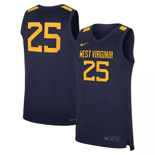 Mens Nike #25 West Virginia Mountaineers Road Replica Basketball Jersey Blue Product Image