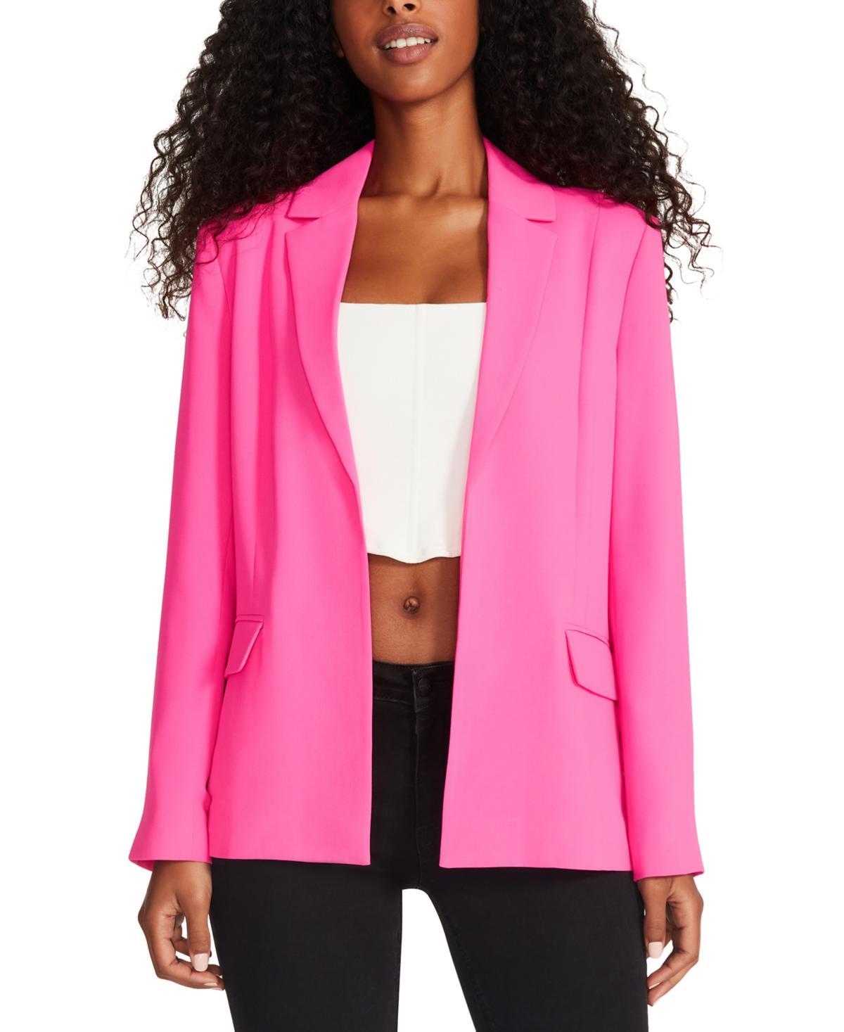 Steve Madden Payton Notch Collar Long Sleeve Side Pocket Fitted Blazer Product Image