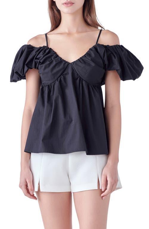 English Factory Puff Sleeve Cold Shoulder Top Product Image