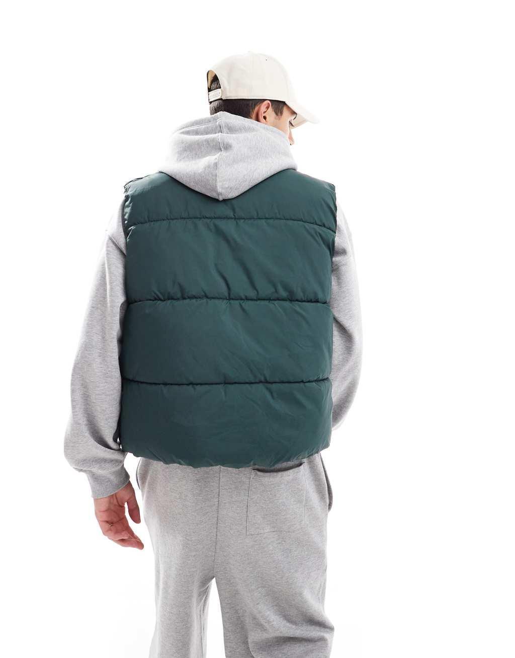 ONLY & SONS padded utility vest in teal Product Image