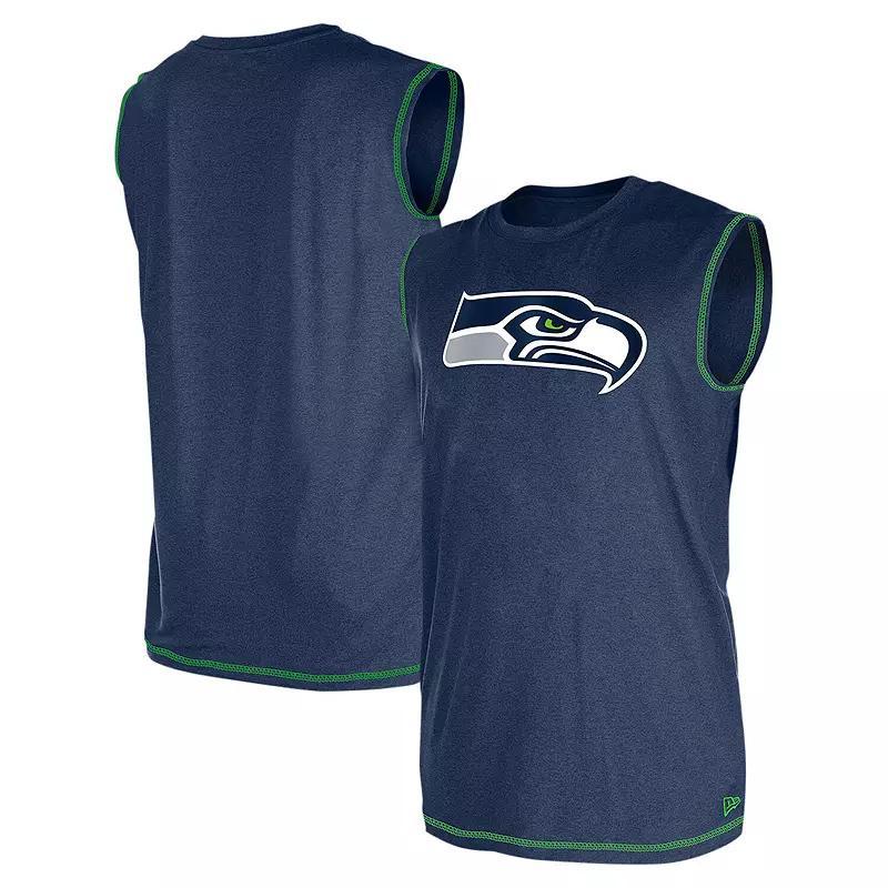 New Era Mens College Navy Seattle Seahawks Tank Top Product Image