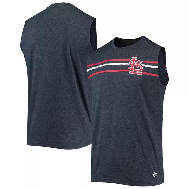 Mens New Era Heathered St. Louis Cardinals Muscle Tank Top Blue Product Image