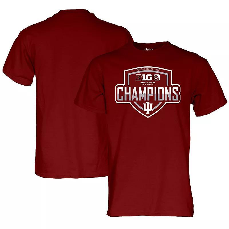 Mens Blue 84 Crimson Indiana Hoosiers 2023 Big Ten Mens Soccer Conference Tournament Champions Locker Room T-Shirt Product Image