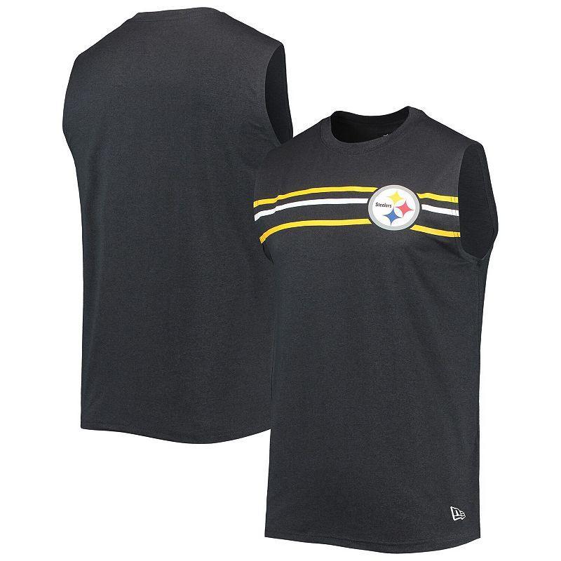 Mens New Era Black Pittsburgh Steelers Brushed Sleeveless Tank Top Product Image