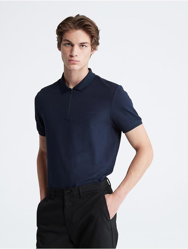 Calvin Klein Mens Tech Zip Polo Shirt - Blue - XS Product Image