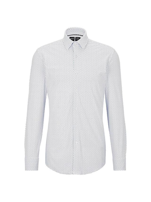 Mens Slim-Fit Shirt in Patterned Italian Performance-Stretch Fabric Product Image