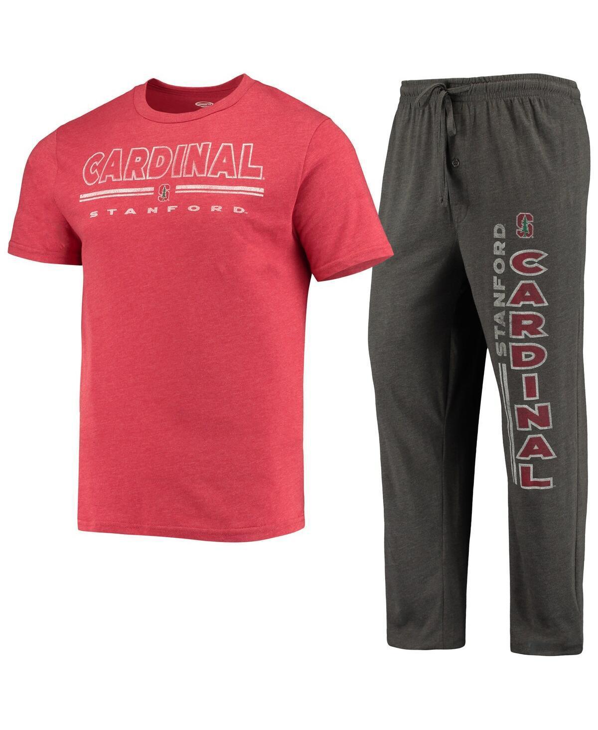 Mens Concepts Sport Heathered Charcoal/Cardinal Stanford Cardinal Meter T-Shirt & Pants Sleep Set Grey Product Image