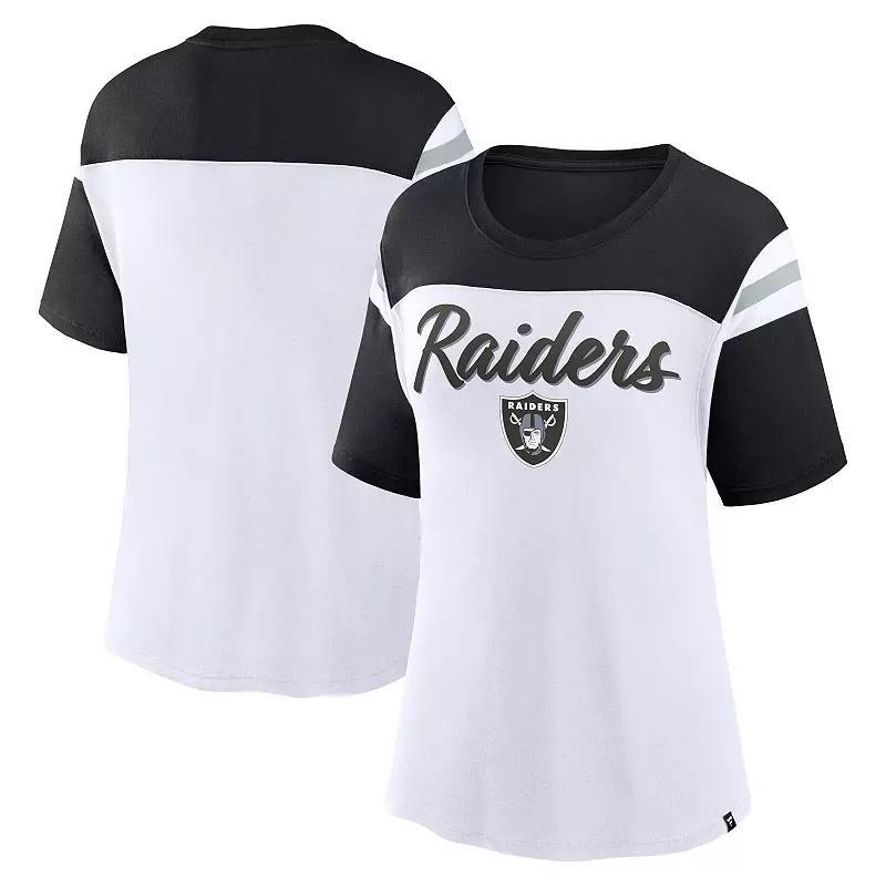 Womens Fanatics White/Black Las Vegas Raiders Cheer Chant Fashion T-Shirt Product Image