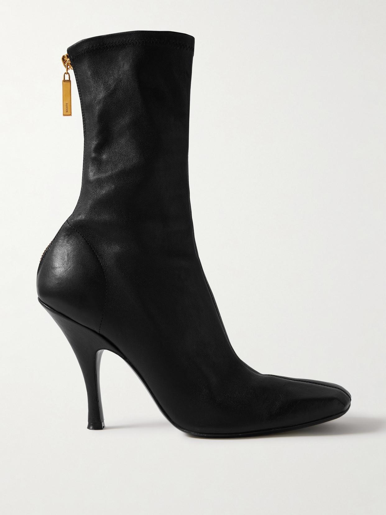 KHAITE Eva Mid-calf Leather Boots In Black Product Image