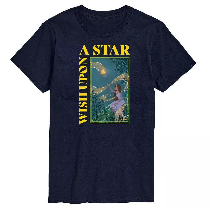 Disneys Wish Big & Tall Wish Upon A Star Graphic Tee, Mens Blue Product Image