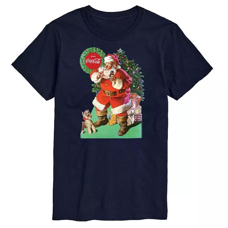 Big & Tall Coca-Cola Vintage Santa Dog Graphic Tee, Mens Product Image