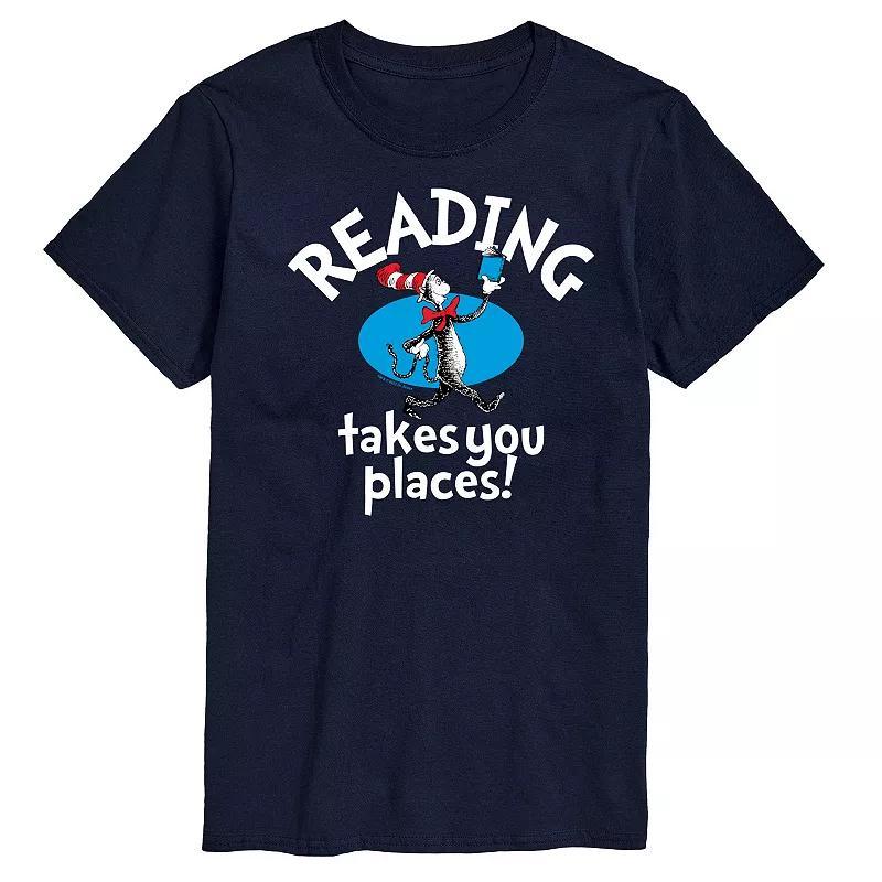 Mens Dr. Seuss The Cat in the Hat Reading Takes You Places Graphic Tee Product Image