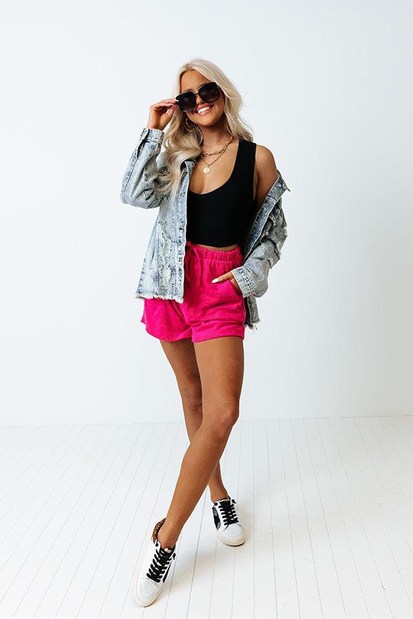 Boat Life Terry Cloth Shorts In Hot Pink Product Image