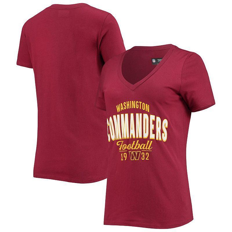 Womens New Era Burgundy Washington Commanders V-Neck T-Shirt Product Image