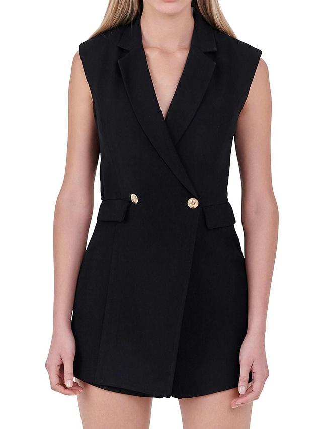 Womens Sleeveless Blazer Romper Product Image