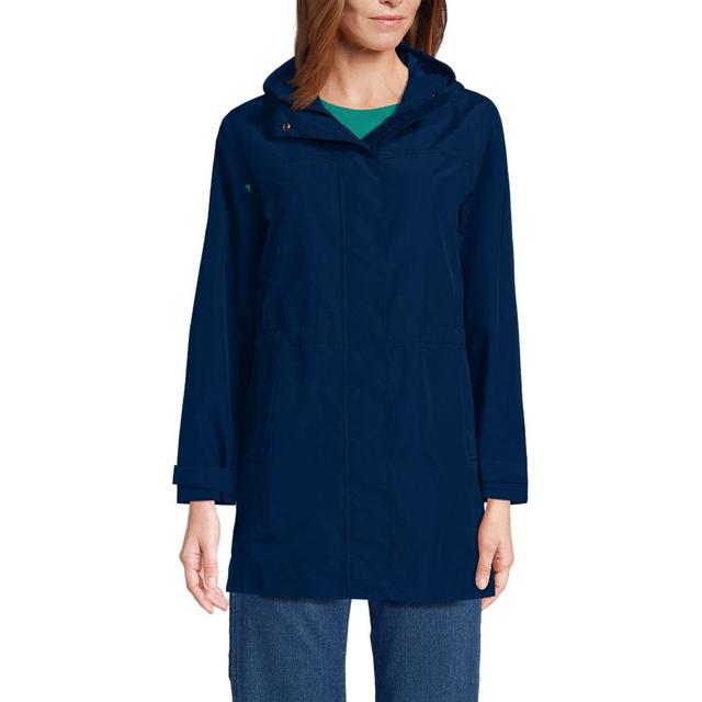 Womens Lands End Classic Squall Hooded Raincoat Deep Blue Product Image