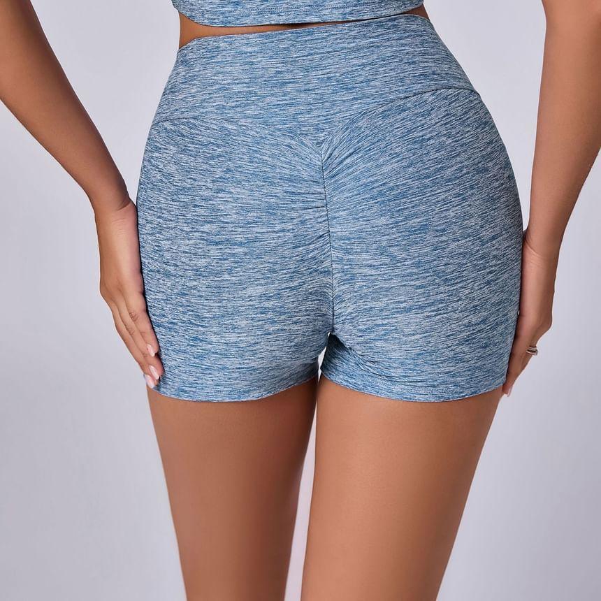 High Waist Melange Biker Shorts Product Image