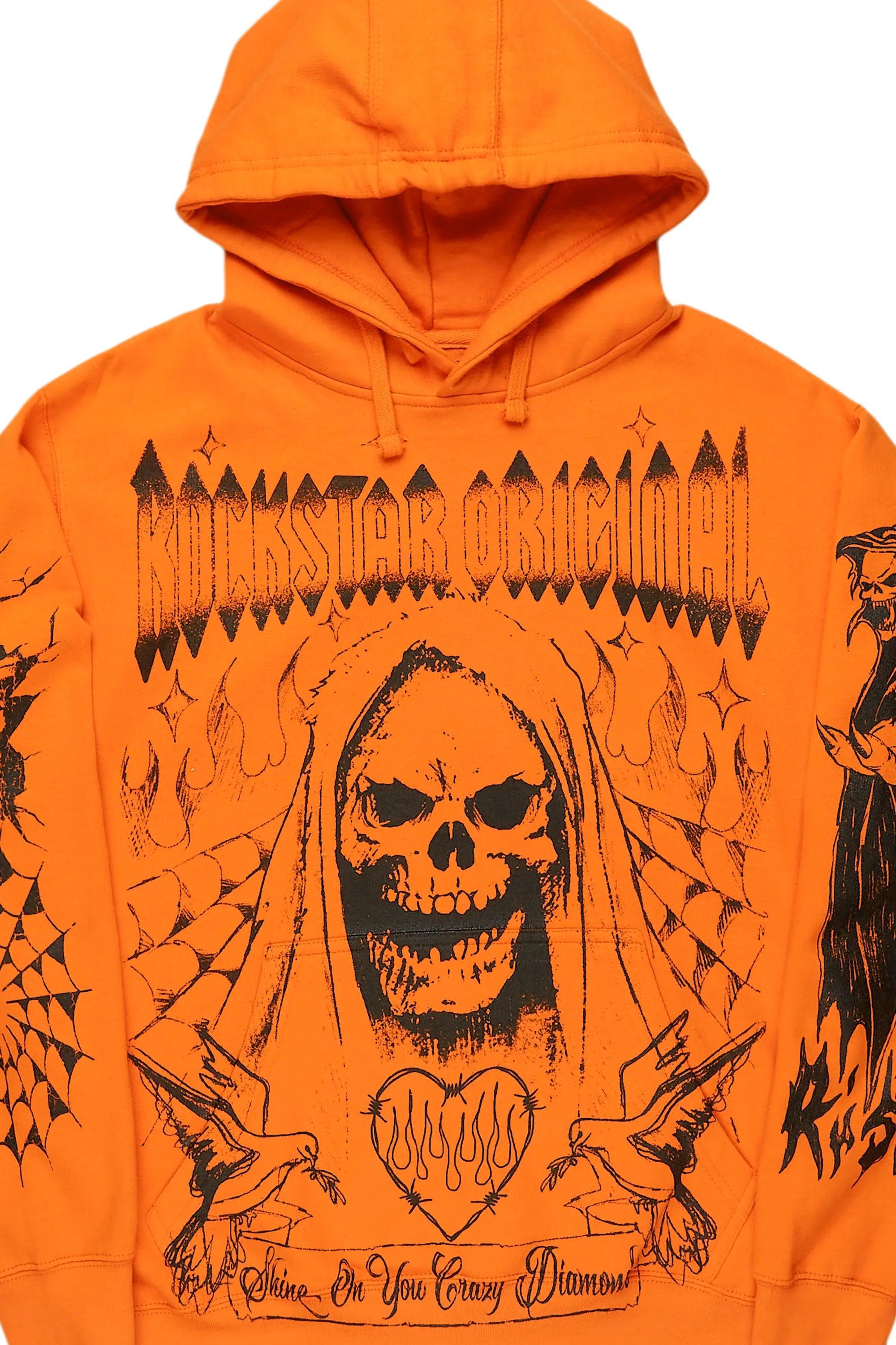 Pogboom Orange Graphic Hoodie Male Product Image