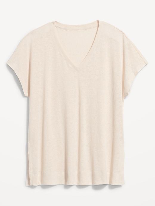 Oversized Linen-Blend Tunic T-Shirt Product Image