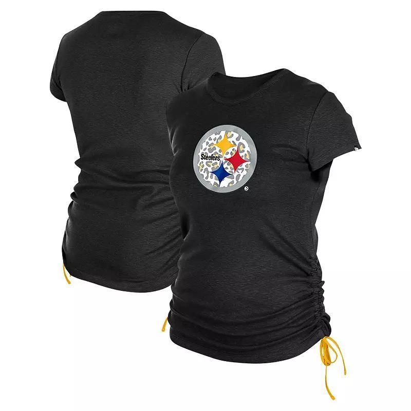 Womens New Era Pittsburgh Steelers Ruched Side T-Shirt Product Image