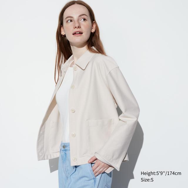 Womens Jersey Relaxed Jacket Natural XL UNIQLO US Product Image