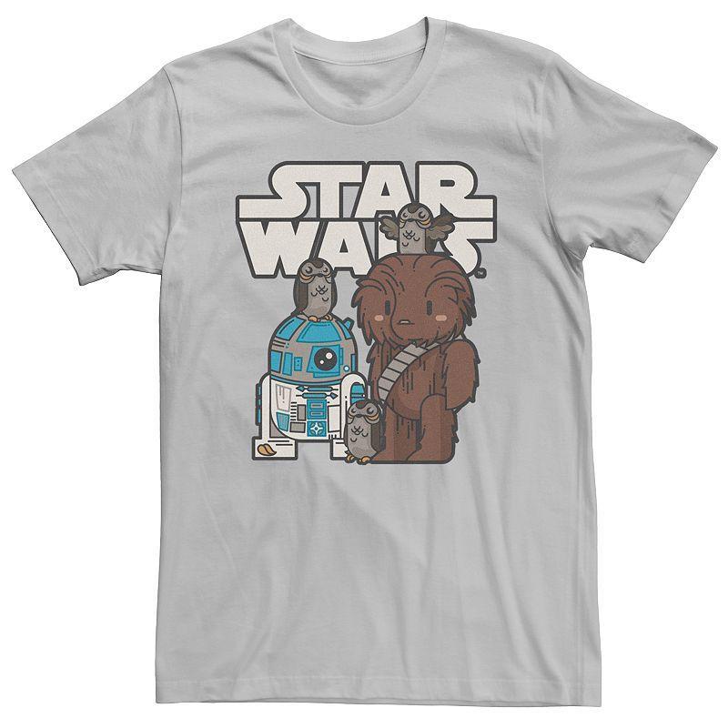 Mens Star Wars R2-D2 Chewbacca Porg Cartoon Logo Tee Product Image