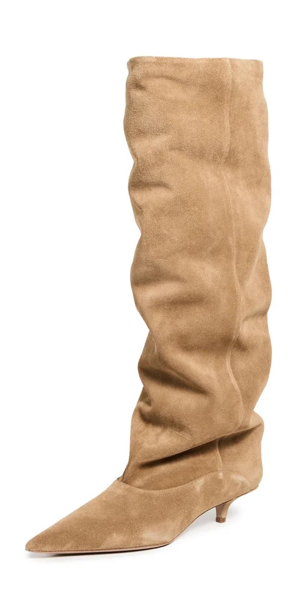 Ines Suede Comma-Heel Knee Boots Product Image