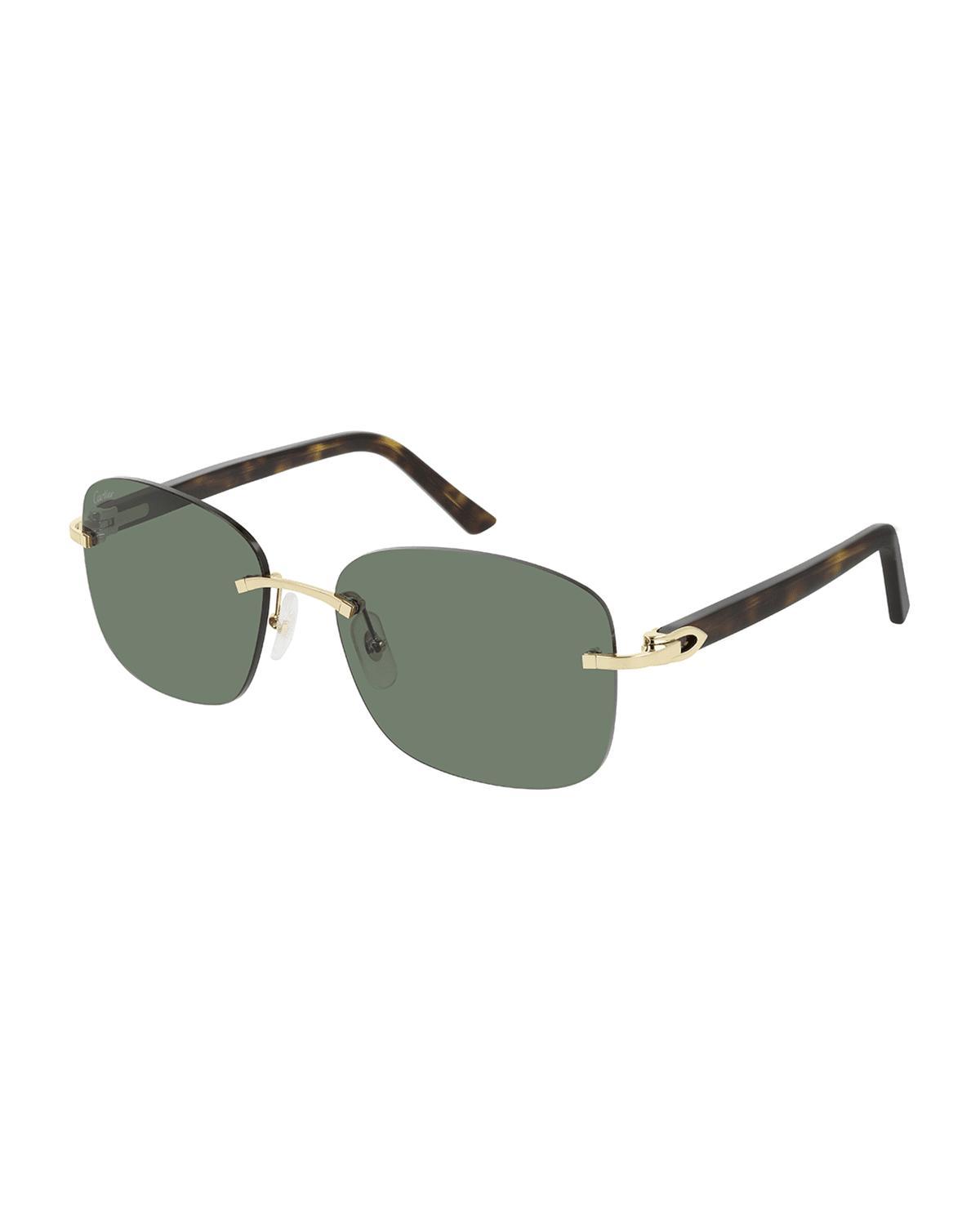 Mens Rimless Metal Rectangle Sunglasses Product Image