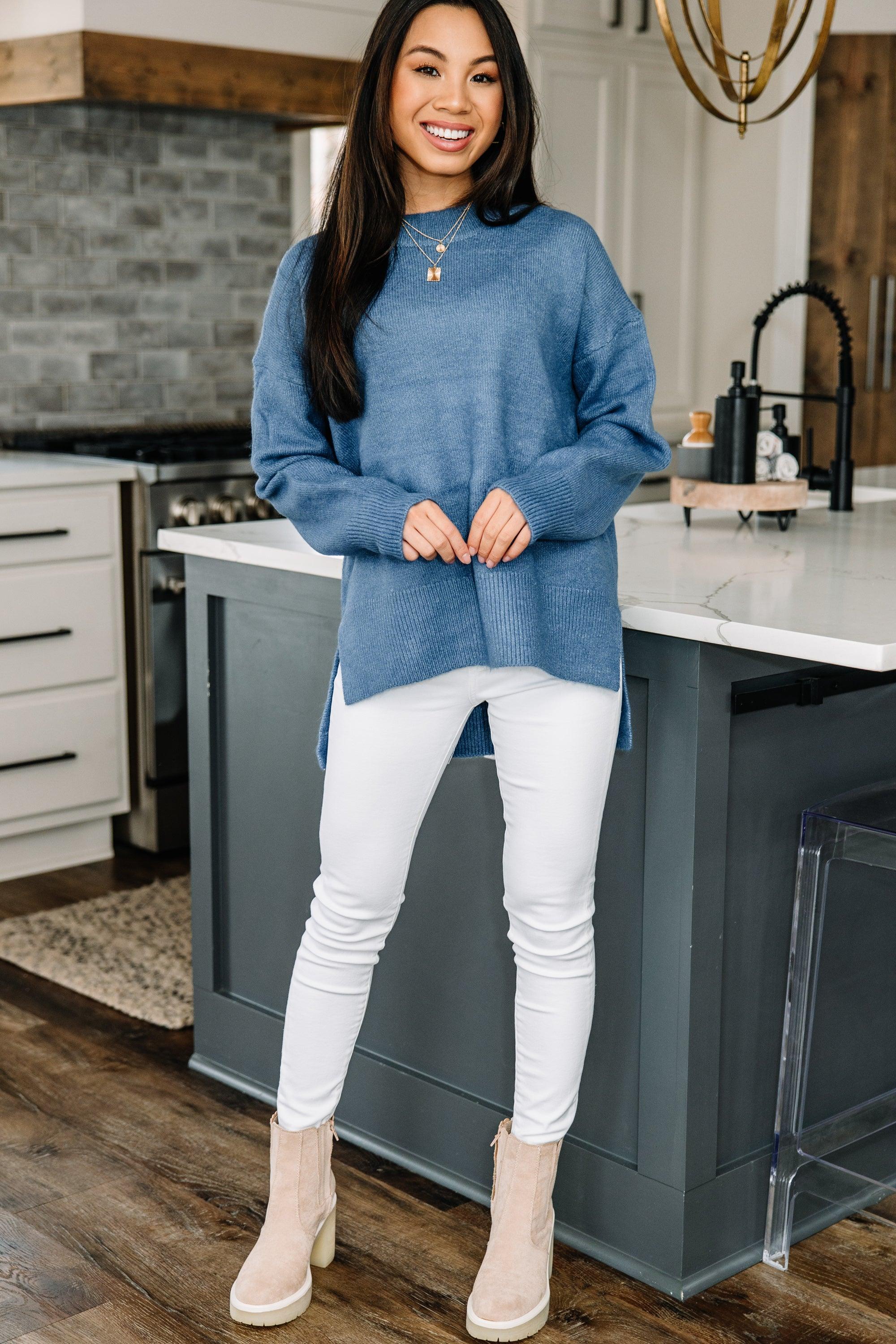 Get Focused Light Blue Sweater Female Product Image