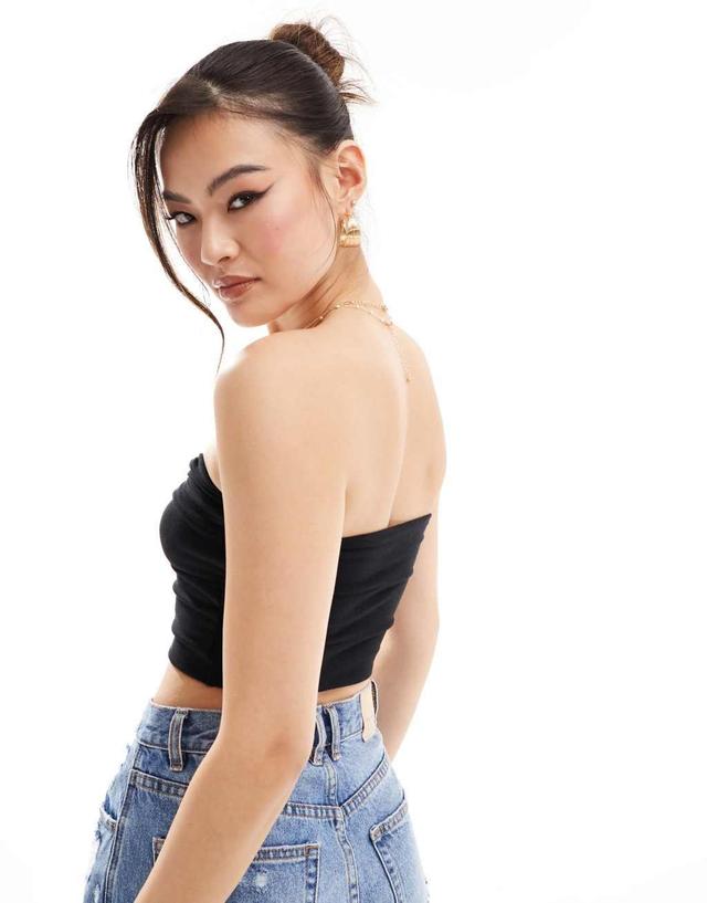 ASOS DESIGN bandeau crop top with twist bust in black Product Image