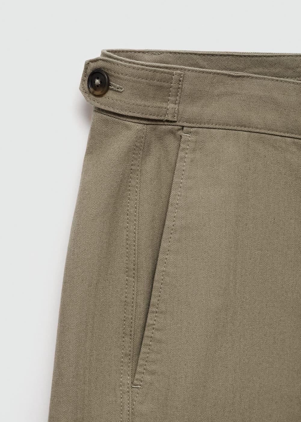 MANGO MAN - 100% herringbone cotton Bermuda shorts khakiMen Product Image