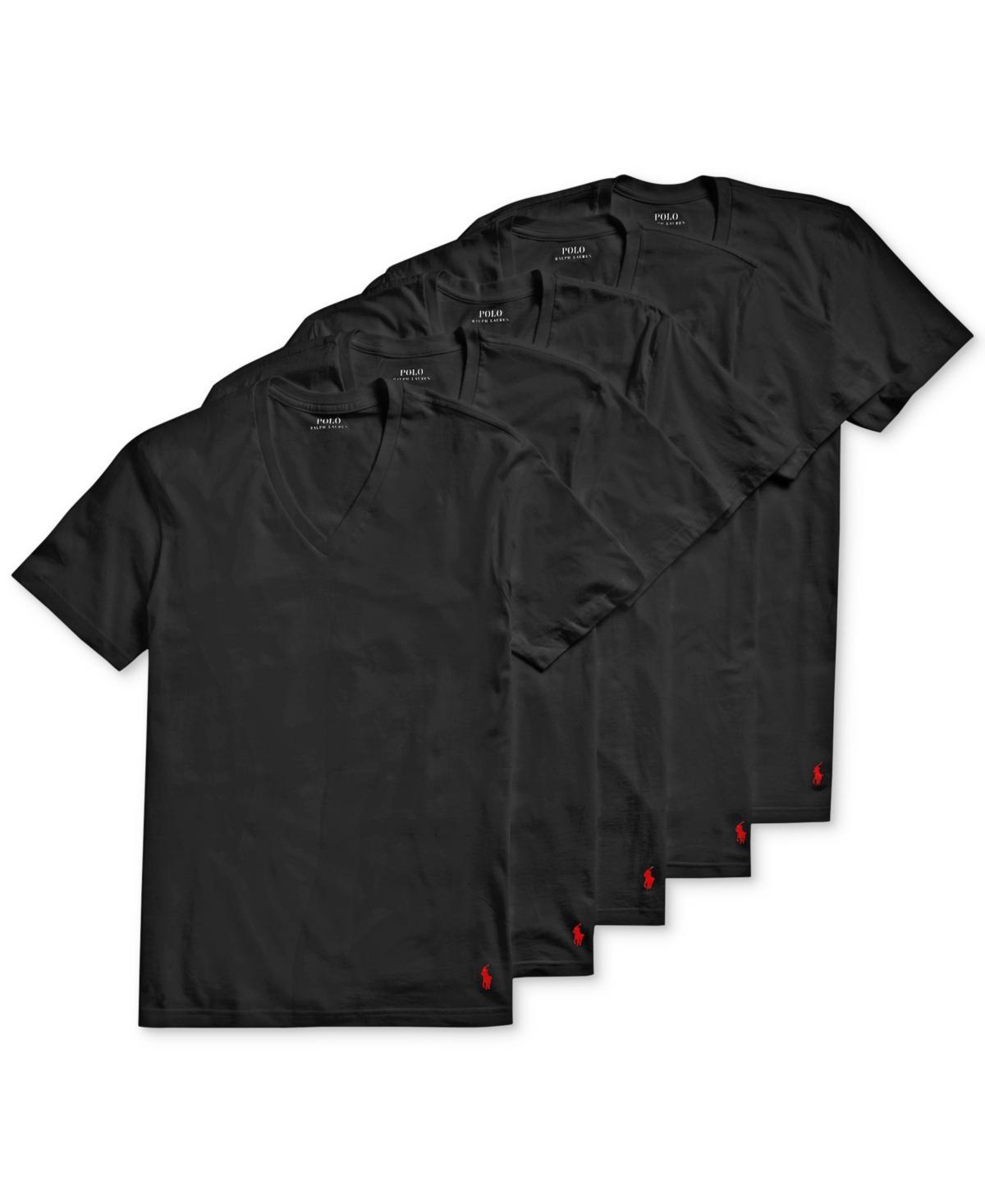 Polo Ralph Lauren 5 Pack Cotton Classic V-Necks (5 Polo Black) Men's T Shirt Product Image