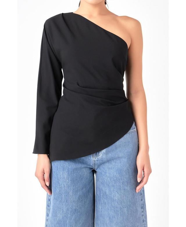 Grey Lab Gathered One-Shoulder Asymmetric Top Product Image