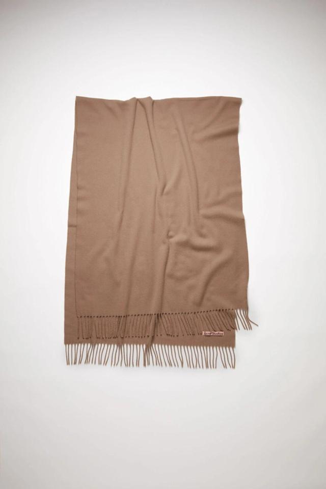 Fringe Wool Scarf - Oversized In Caramel Brown Product Image