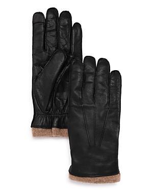 The Mens Store at Bloomingdales Knit-Cuff Leather Tech Gloves - 100% Exclusive Product Image