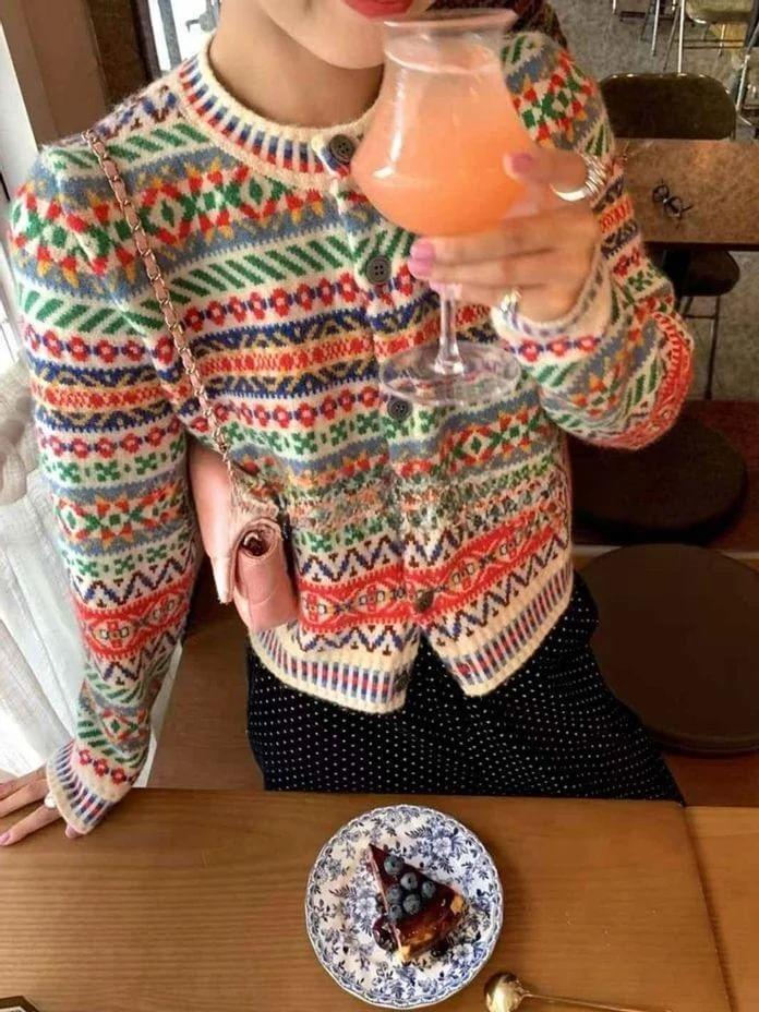 Printed Button-Up Cardigan Product Image